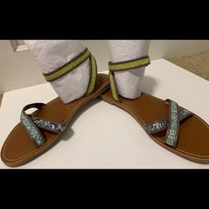 Lucky Brand ankle sandals, colorful prints
